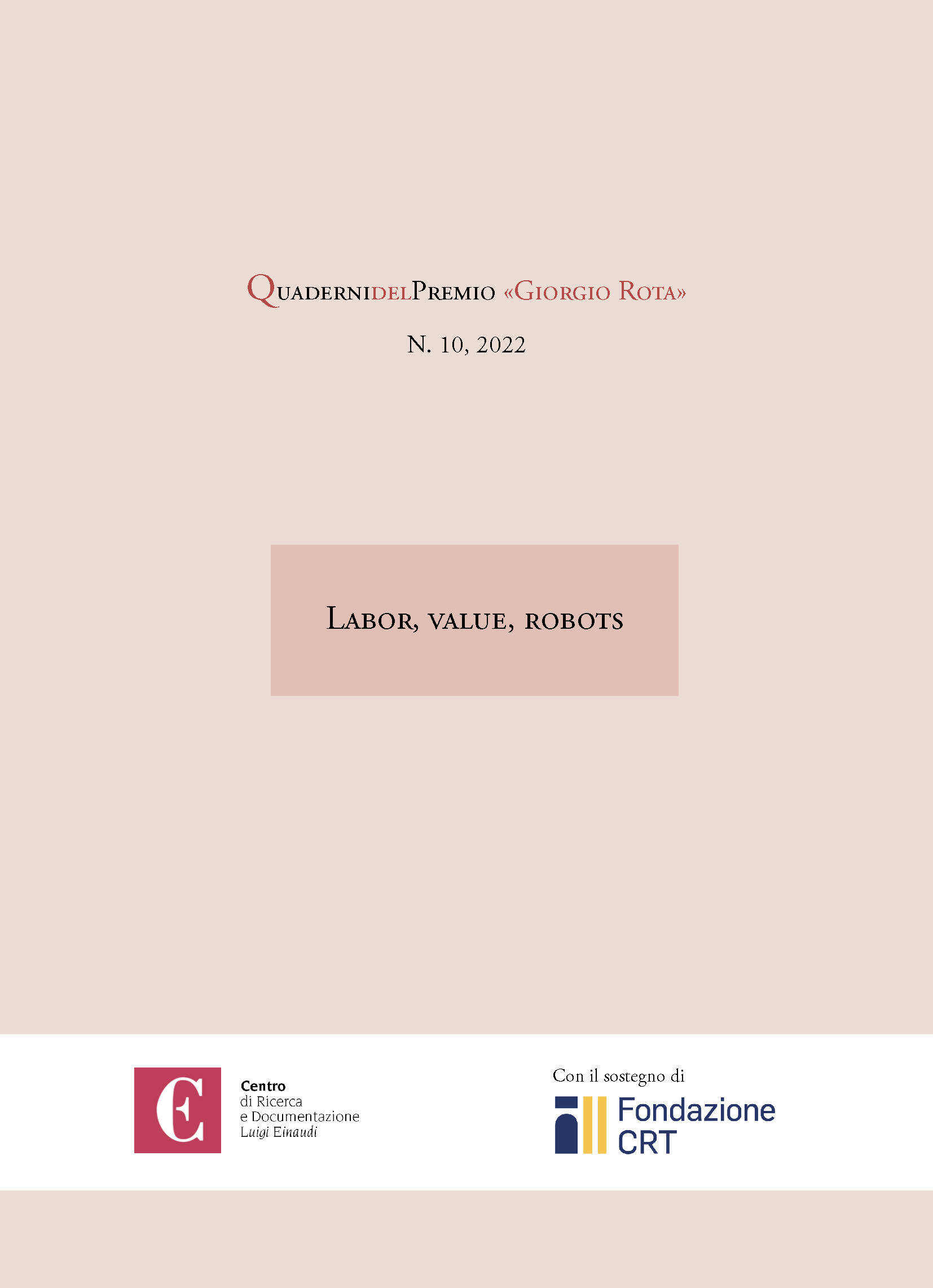 Copertina di X Quaderno del Premio «Giorgio Rota»